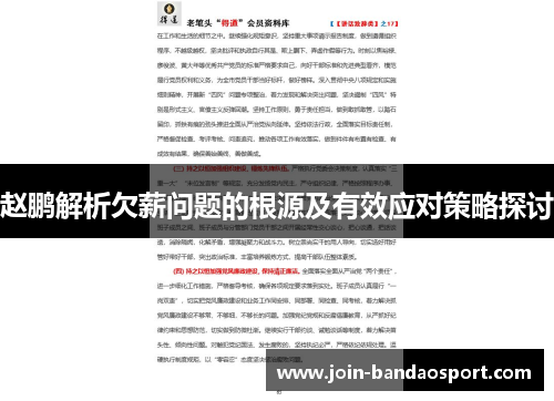 赵鹏解析欠薪问题的根源及有效应对策略探讨